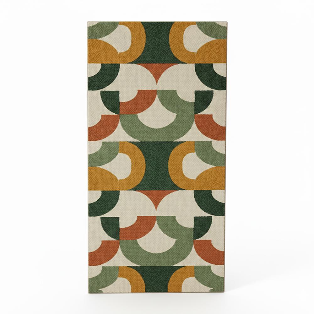 Modern Geometric Multicolor Runner Rug with Abstract Arch Pattern