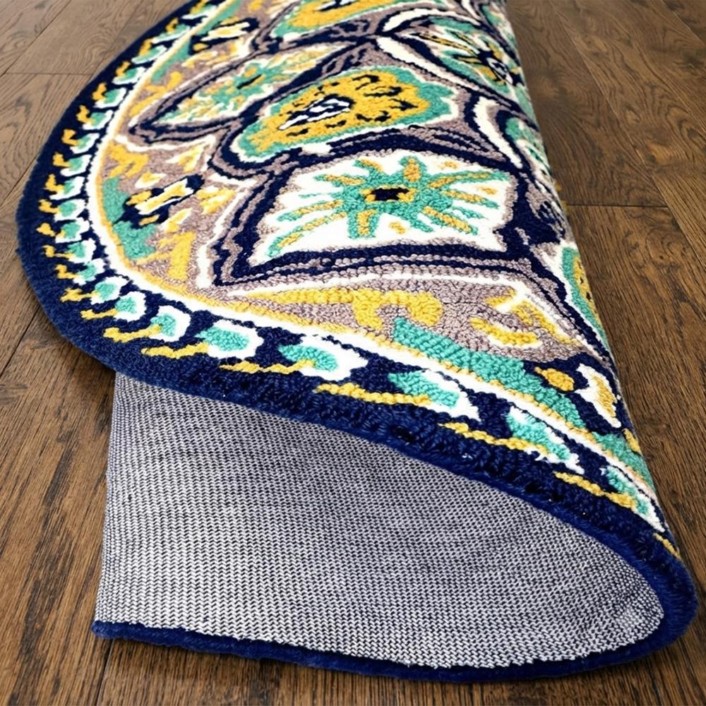 Round Multicolor Floral Hand Tufted Rug with Traditional Medallion Pattern