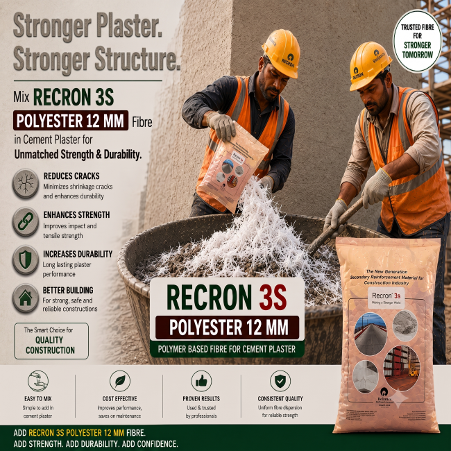 12 MM Polyester Construction Fibre | High-Strength Crack-Resistant Concrete Additive