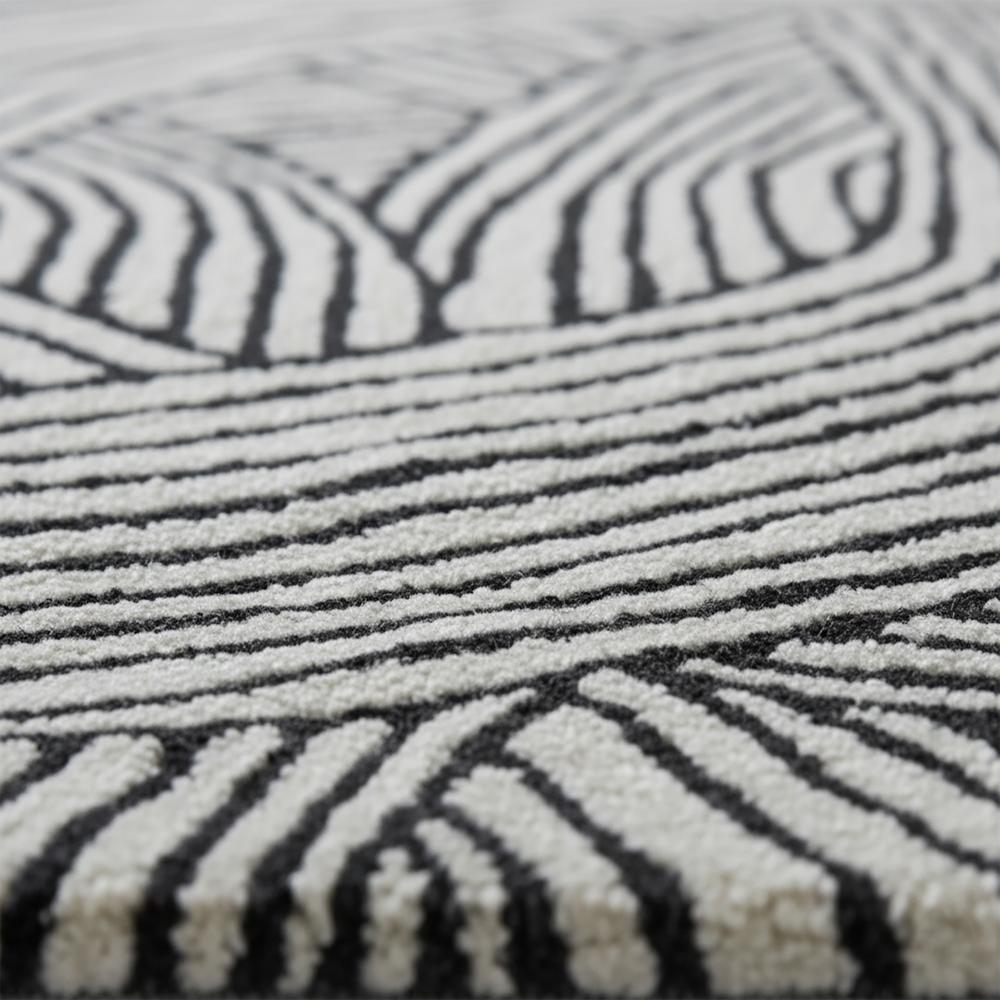 Black and White Abstract Line Wool Rug