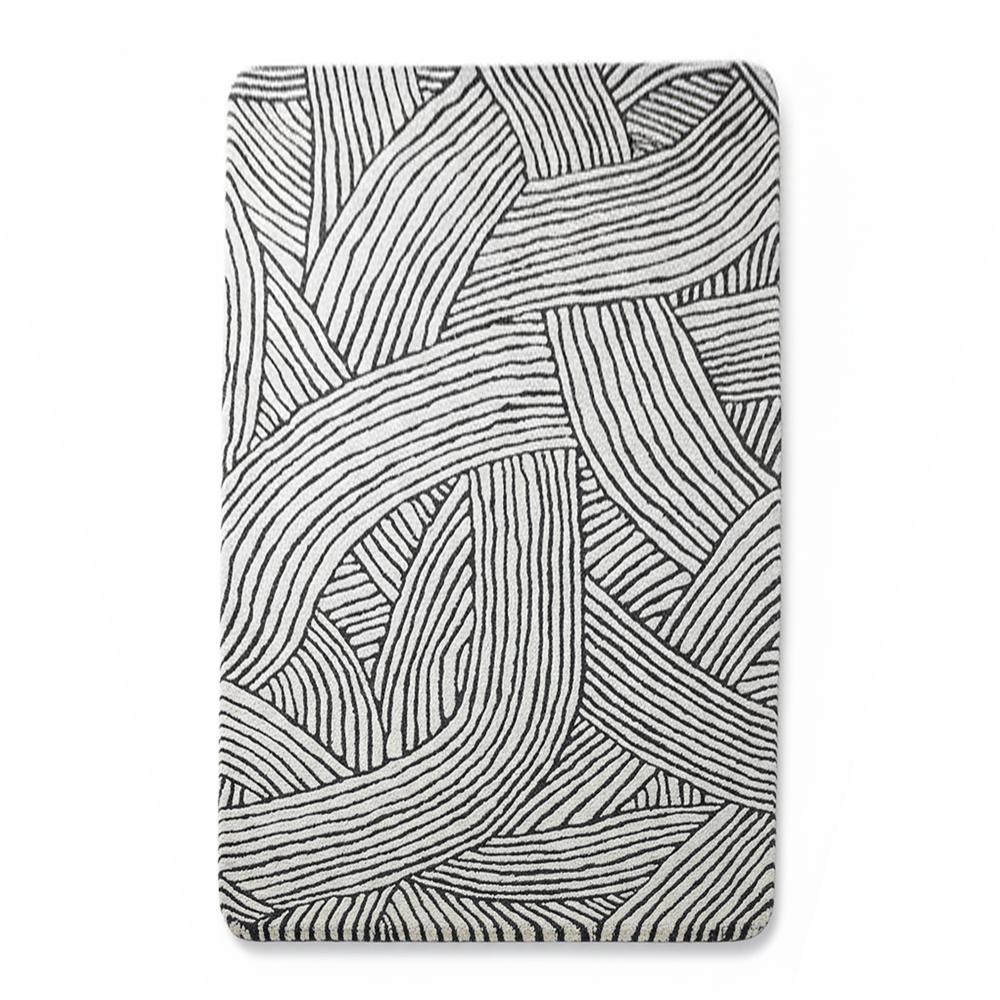 Black and White Abstract Line Wool Rug