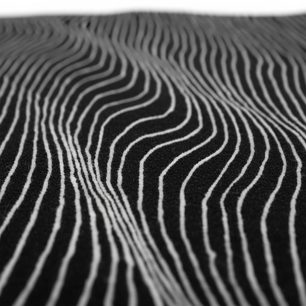 Black Wavy Line Wool Rug, Modern Abstract Area Rug