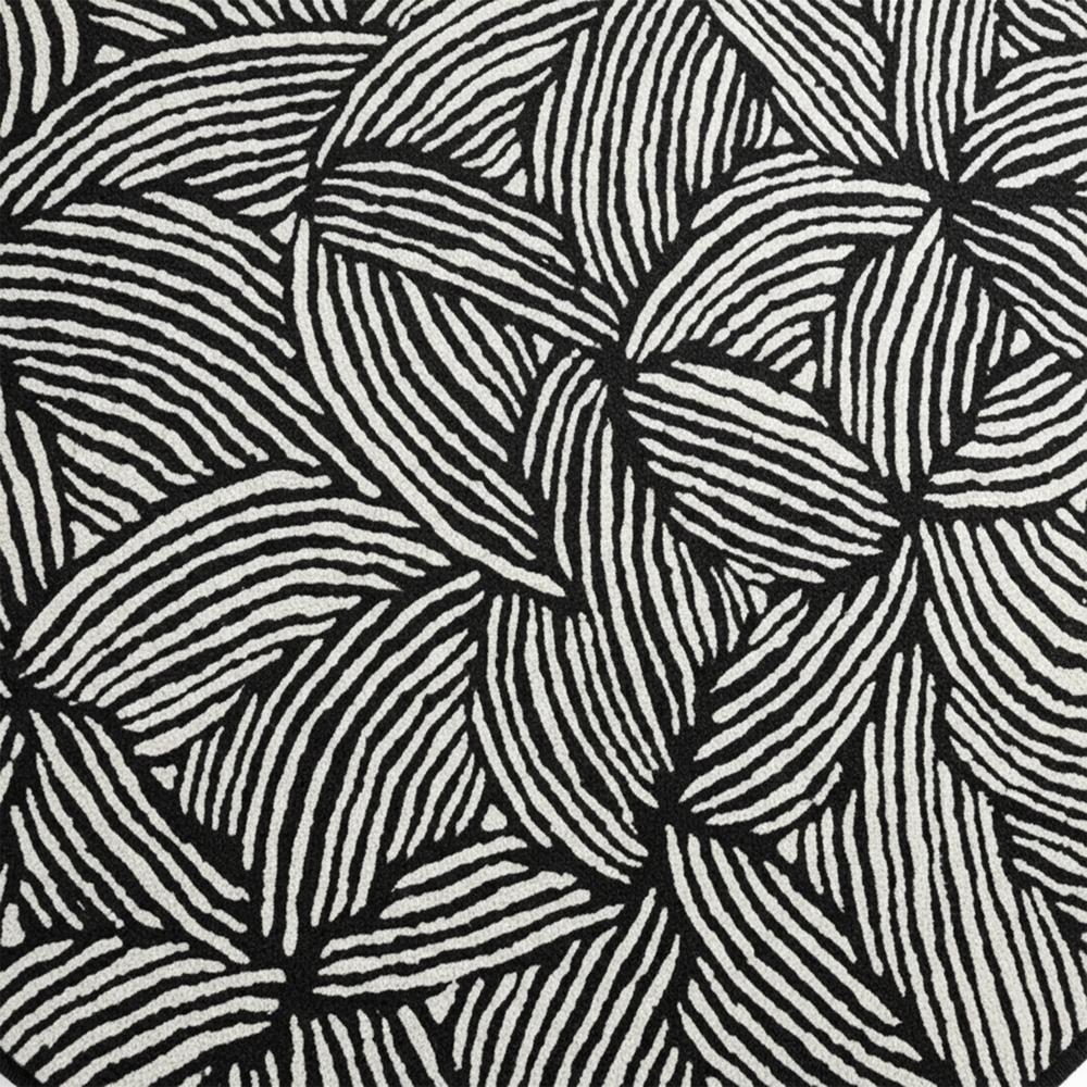 Monochrome Abstract Wavy Line Round Ru