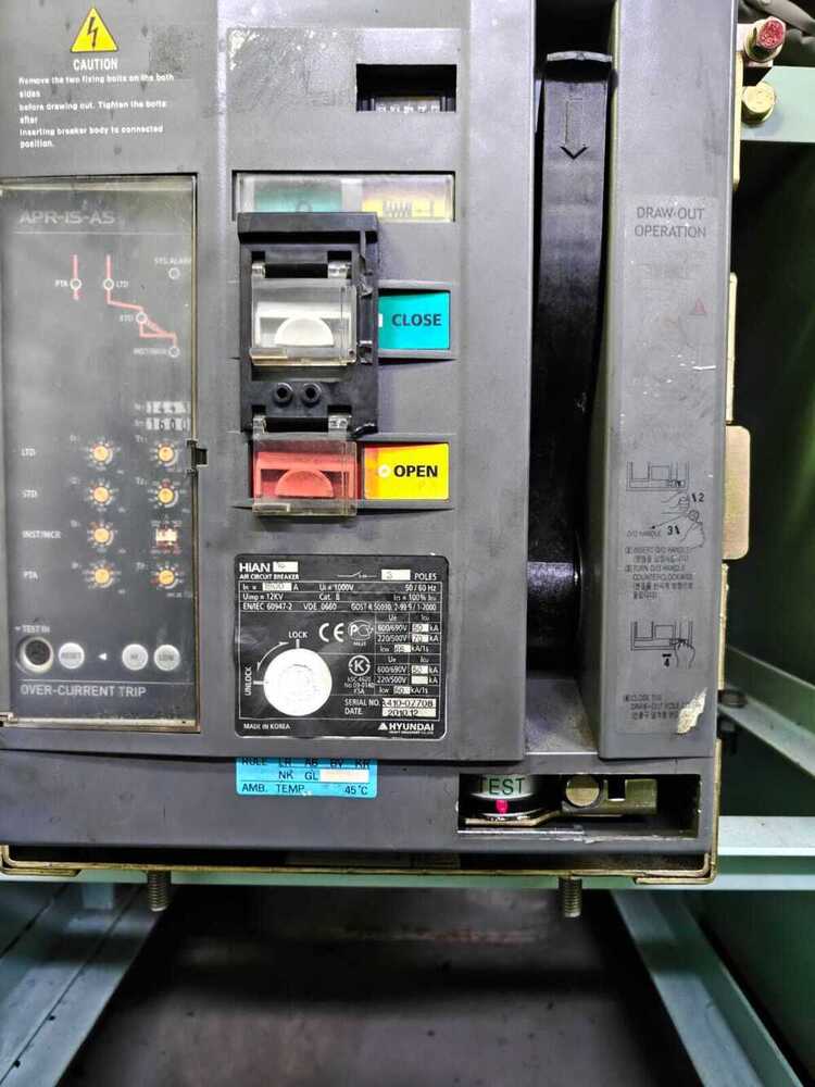 Hyundai Hian 1600A 3-Pole Drawout Air Circuit Breaker - Application: Industrial Main Power Panels & Power Distribution Boards (Pdb)