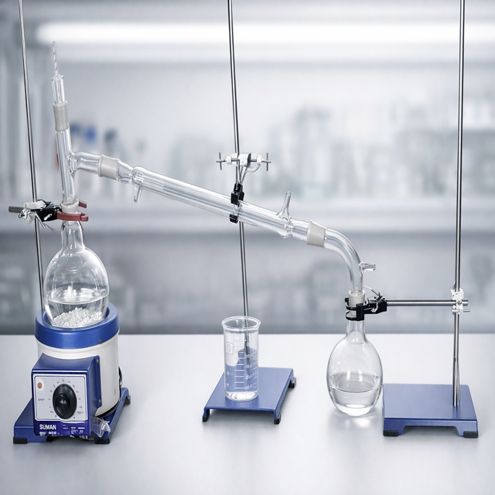 Glass Distillation Apparatus Made of Borosilicate Glass for Laboratory