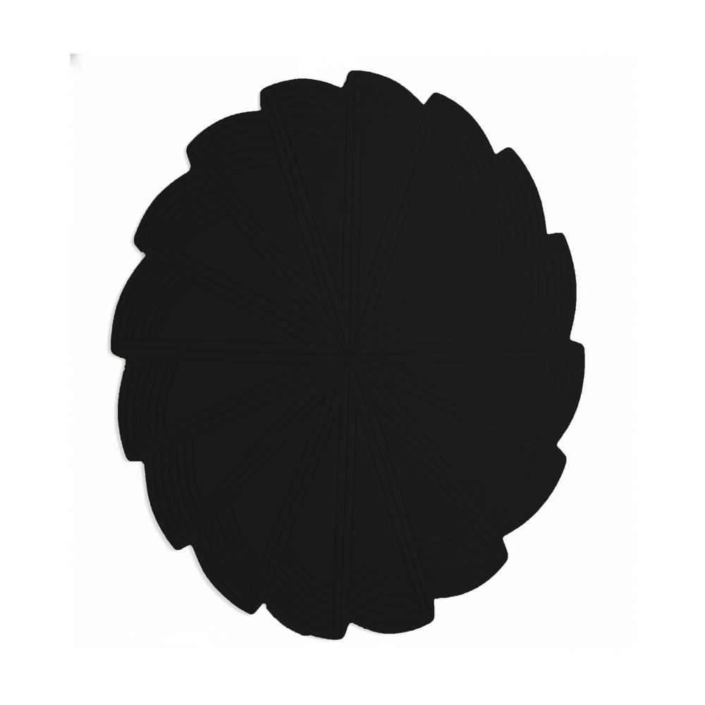 Black Geometric Pinwheel Spiral Round Hand-tufted Wool Rug - Backing Material: Canvas Latex