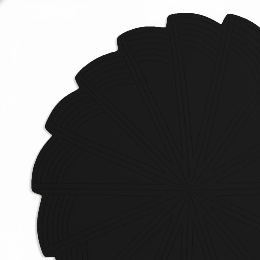 Black Geometric Pinwheel Spiral Round Hand-Tufted Wool Rug