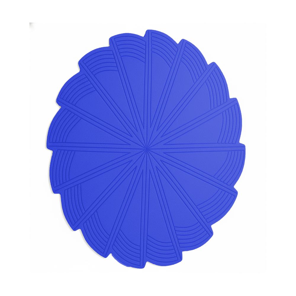 Blue Geometric Pinwheel Spiral Round Hand-Tufted Wool Rug