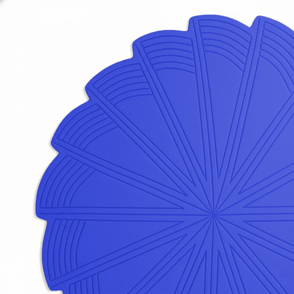 Blue Geometric Pinwheel Spiral Round Hand-Tufted Wool Rug