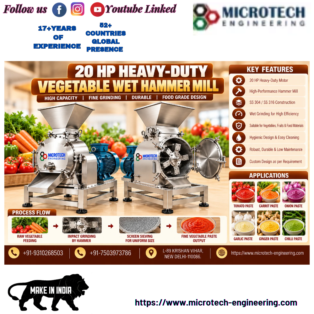 20 HP HEAVY-DUTY VEGETABLE WET HAMMER MILL