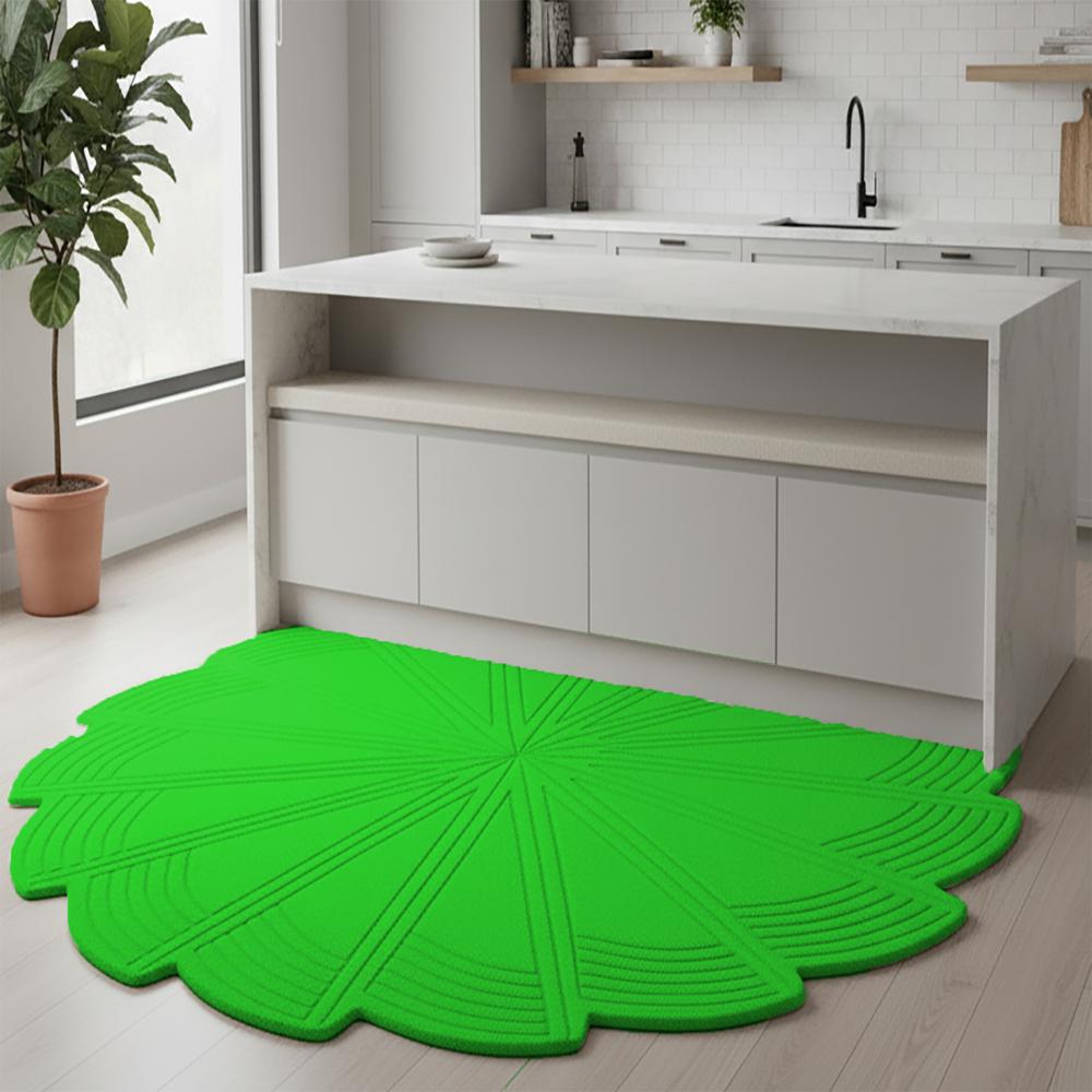 Green Geometric Pinwheel Spiral Round Hand-Tufted Wool Rug