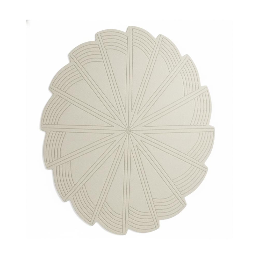 White Geometric Pinwheel Spiral Round Hand-Tufted Wool Rug