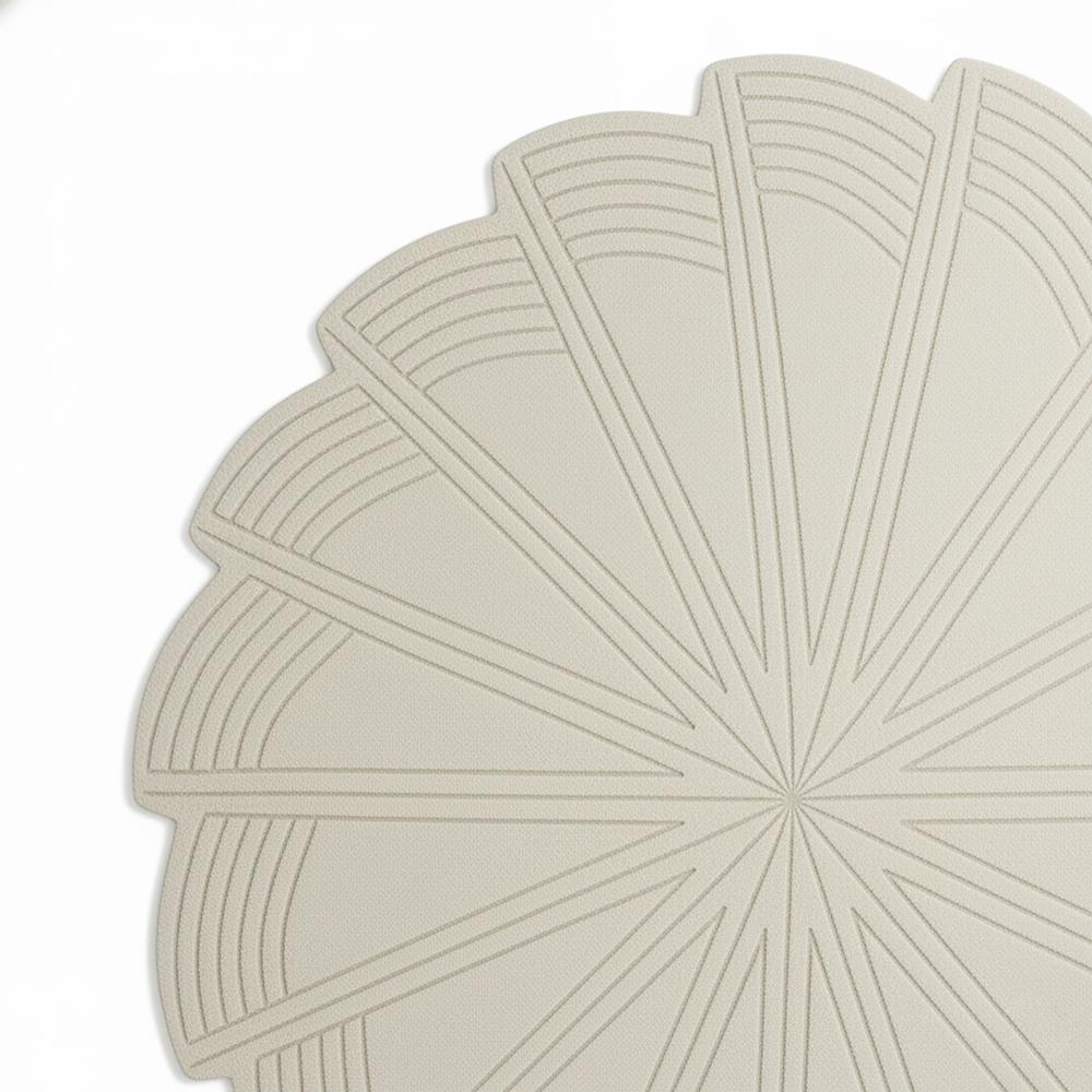 White Geometric Pinwheel Spiral Round Hand-Tufted Wool Rug