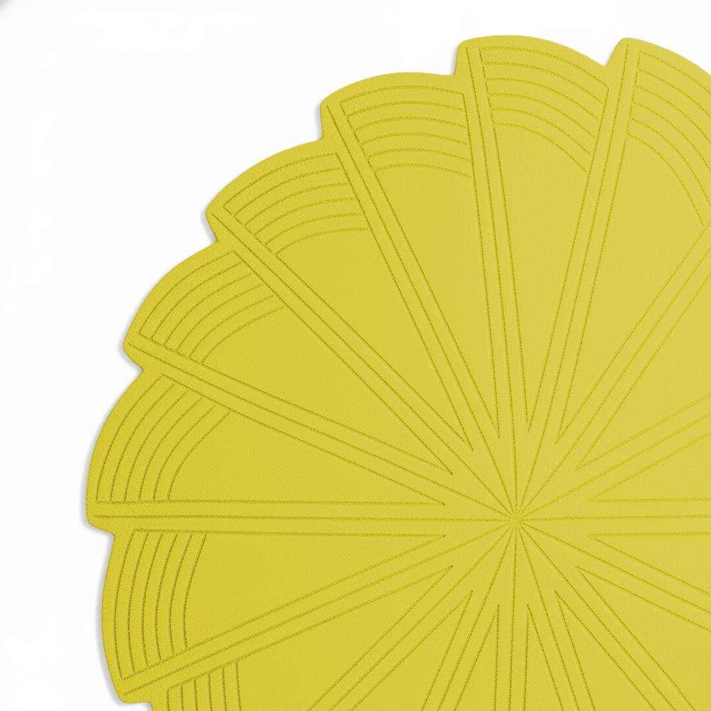 Yellow Geometric Pinwheel Spiral Round Hand-Tufted Wool Rug