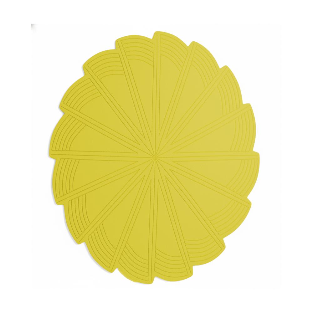 Yellow Geometric Pinwheel Spiral Round Hand-Tufted Wool Rug