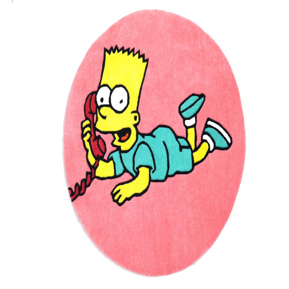 Pink Cartoon Character On The Phone Round Hand-Tufted Wool Rug