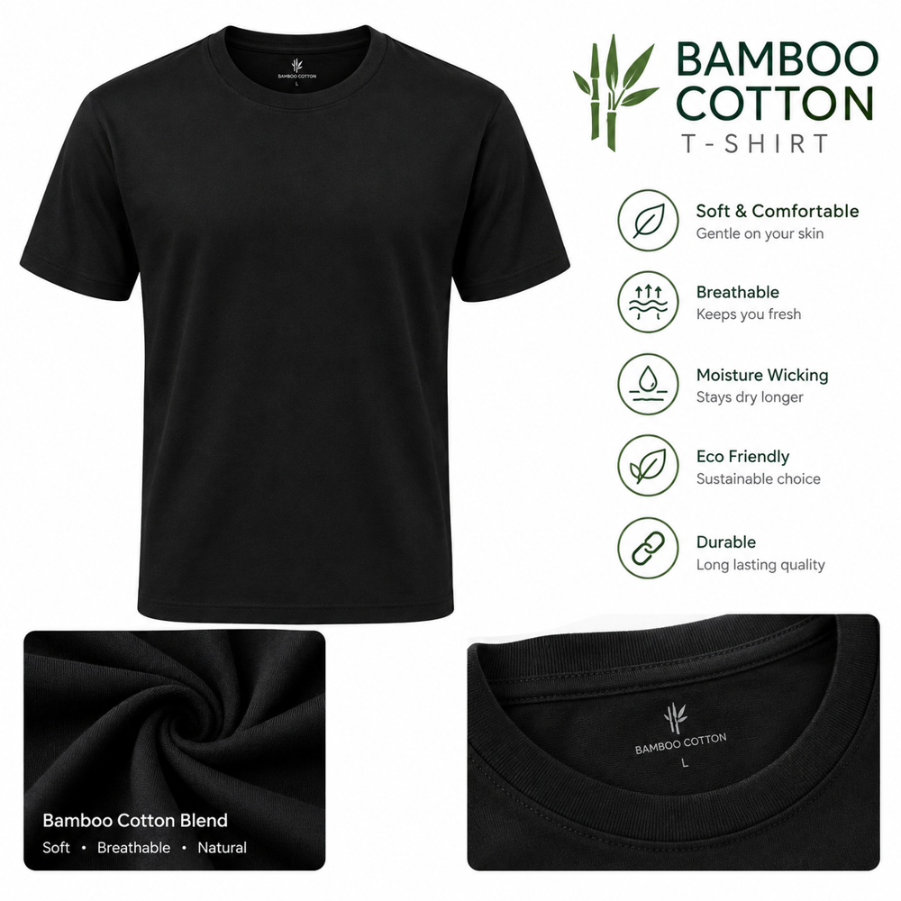 Men'S Bamboo Cotton T Shirts - Chest Size: 30