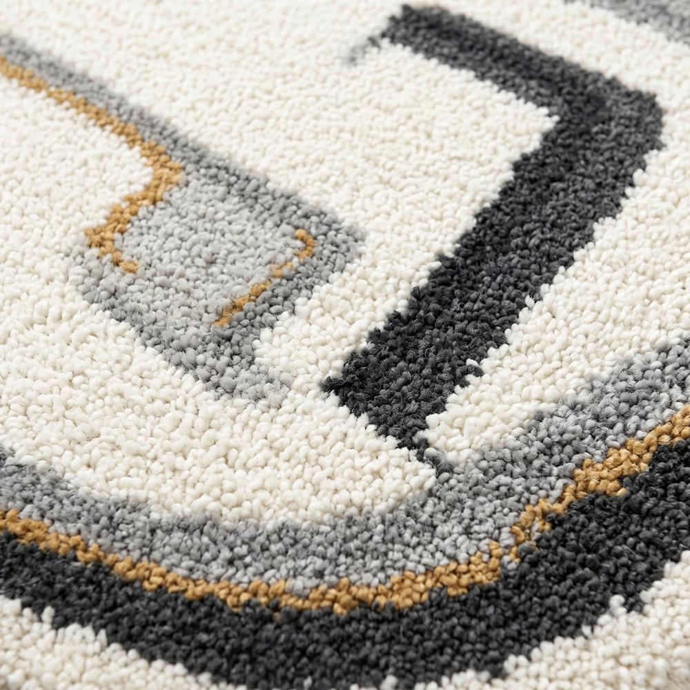 Modern Abstract Irregular Wavy Border Hand-Tufted Wool Rug