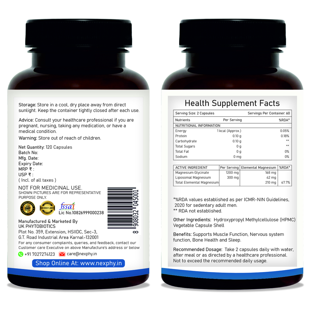 Megmaxx-Calm Magnesium Glycinate + Liposomal Magnesium Capsules