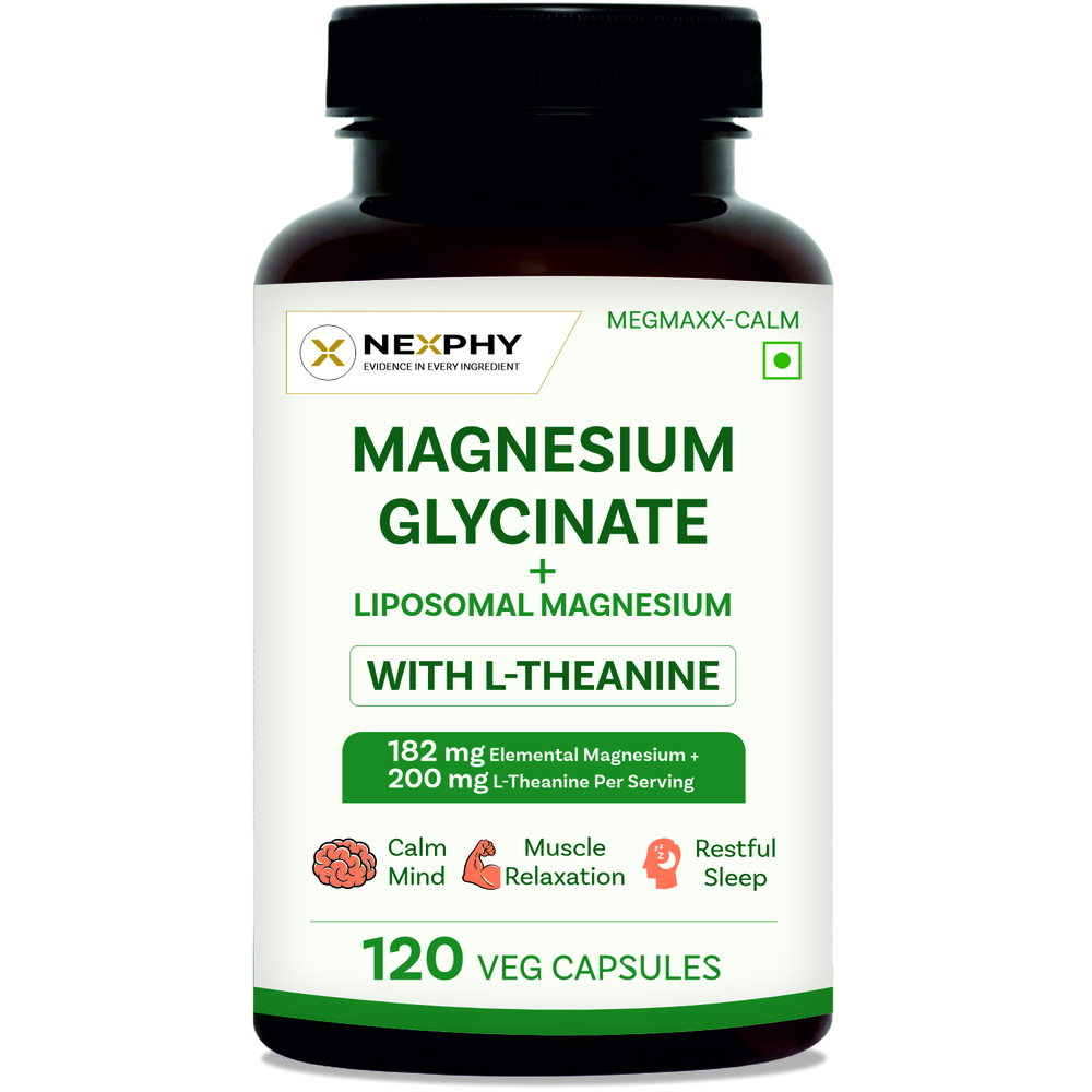 Megmaxx-Calm Magnesium Glycinate + Liposomal Magnesium with L-Theanine Capsules