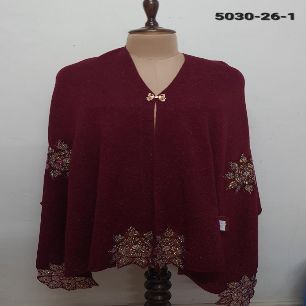 Winter Wear Knitted Nett Embroidered Applique work capes/ponchos/stoles