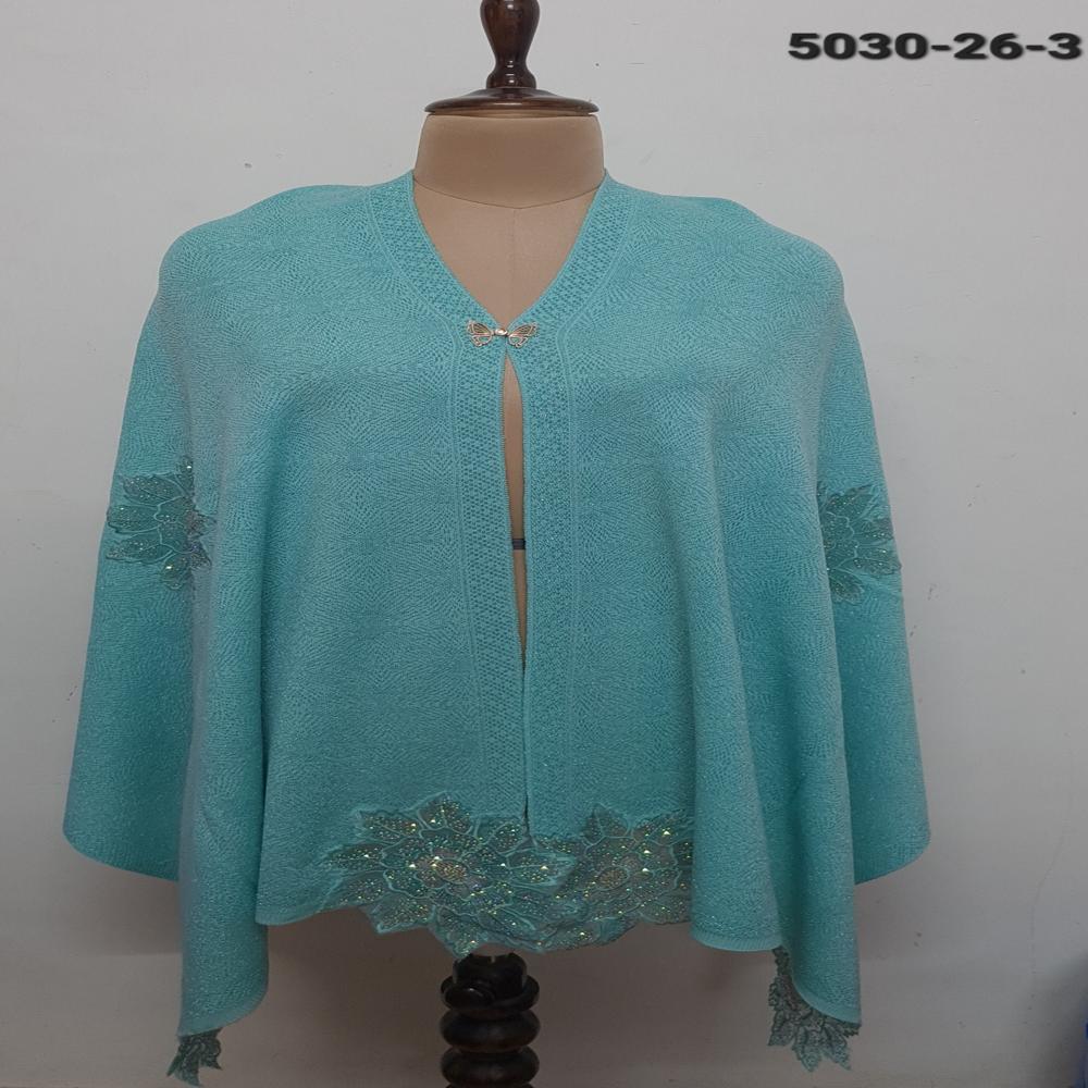 Winter Wear Knitted Nett Embroidered Applique work capes/ponchos/stoles