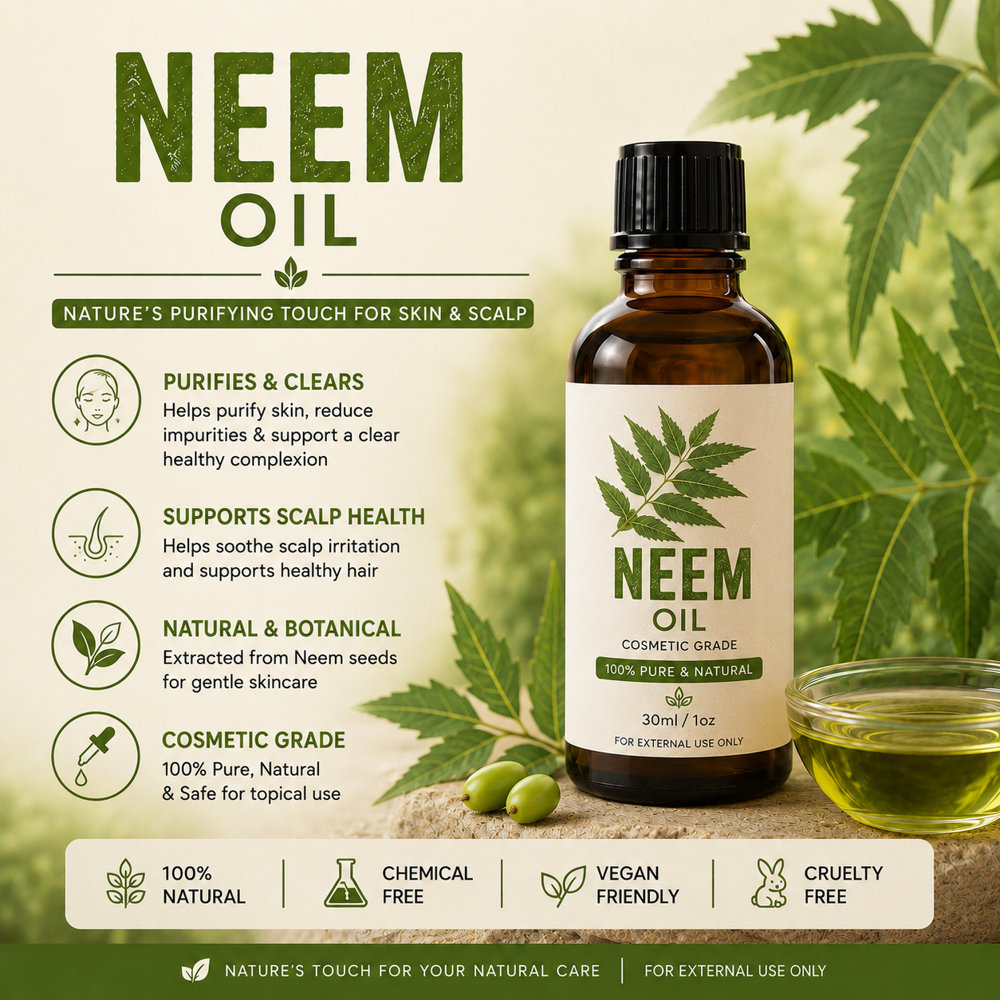 Premium Neem Oil (Azadirachta Indica) Pure Natural Neem Seed Oil - Odour: Strong