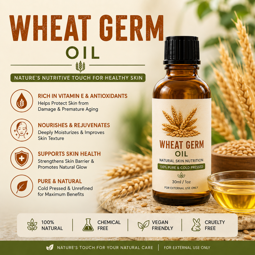 Premium Wheat Germ Oil (Triticum Aestivum) Natural Vitamin E Rich Wheatgerm Oil - Odour: Mild
