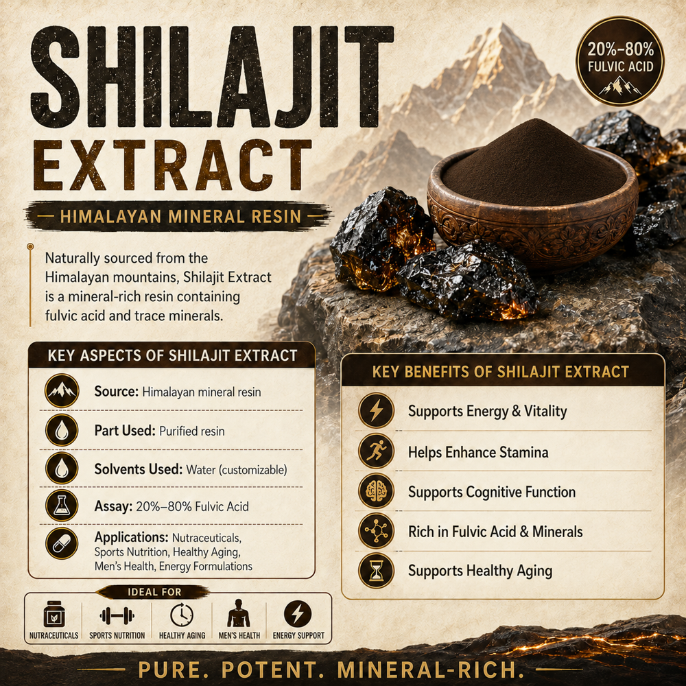 Premium Purified Shilajit Extract Standardized Fulvic Acid 20% To 80% - Product Type: Powder / Resin