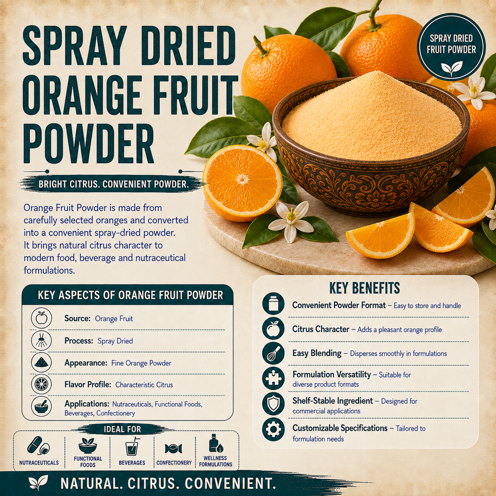 Premium Orange Fruit Powder (Citrus Sinensis) Natural Orange Powder For Food & Beverages - Shelf Life: 24 Months