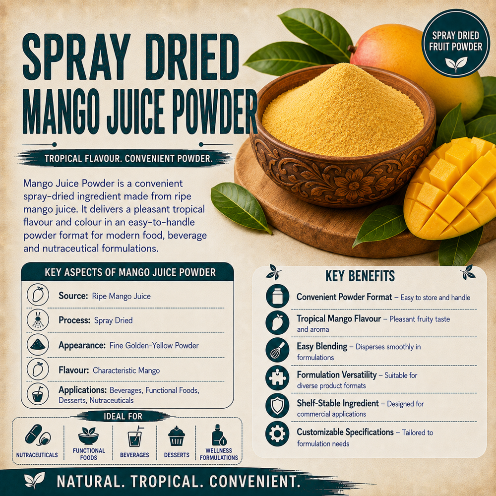 Premium Mango Fruit Powder (mangifera Indica) Natural Spray Dried Mango Powder - Color: Creamish Yellow To Golden Yellow