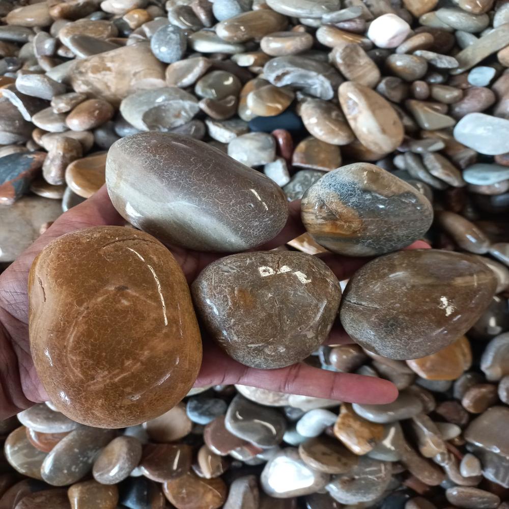 Polished Fancy Onyx Pebbles Multicolor Brown Stones for Natural Garden Landscaping and Fish Ponds