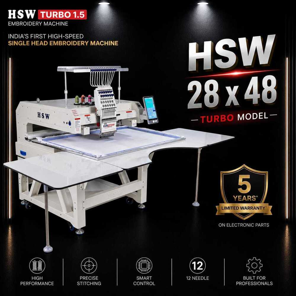 HSW Turbo 28x48 Larger Embroidery Machine