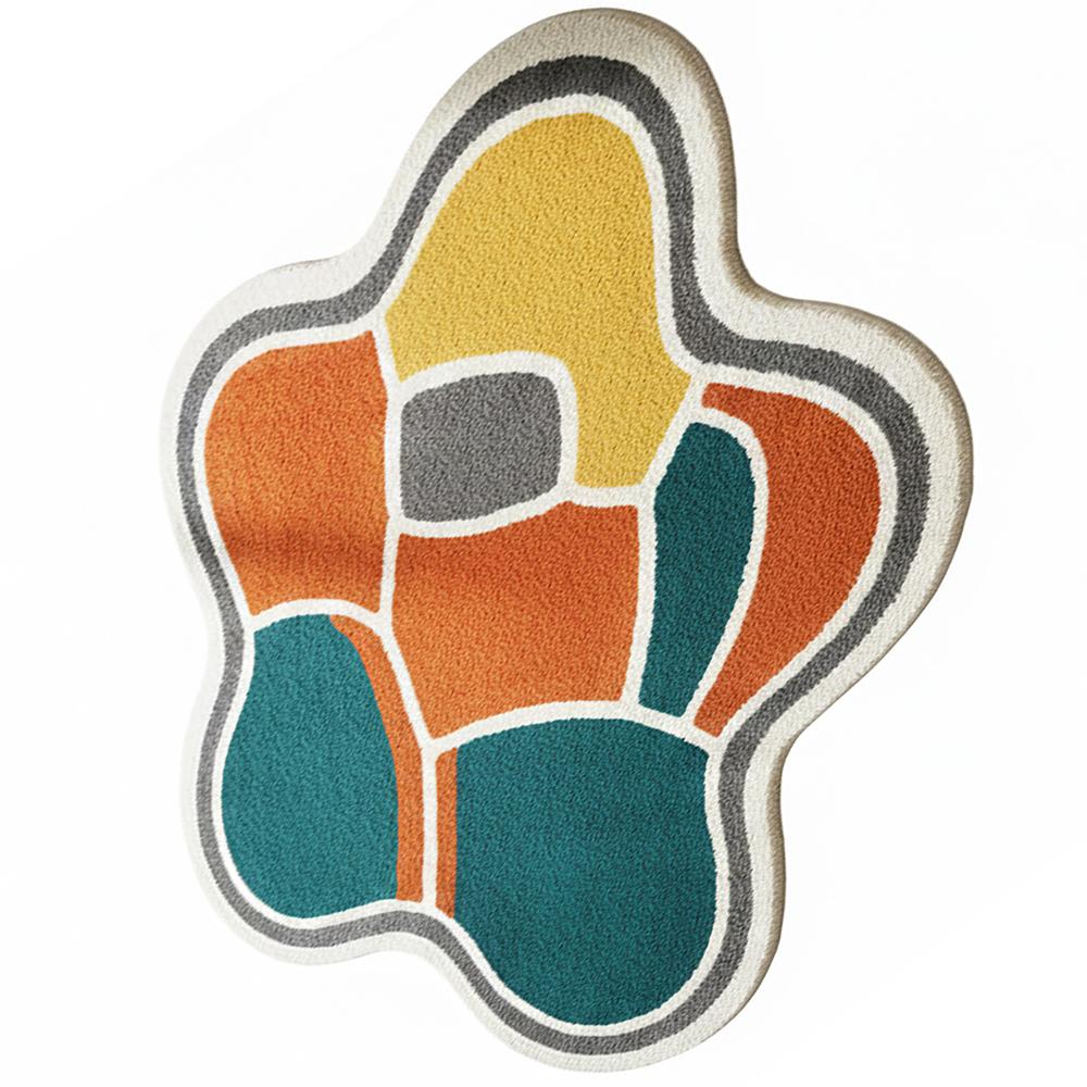Multicolor Abstract Irregular Shaped Tufted Area Rug for Modern Living Room Decor