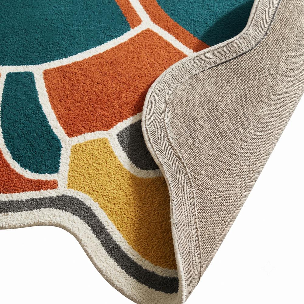 Multicolor Abstract Irregular Shaped Tufted Area Rug for Modern Living Room Decor