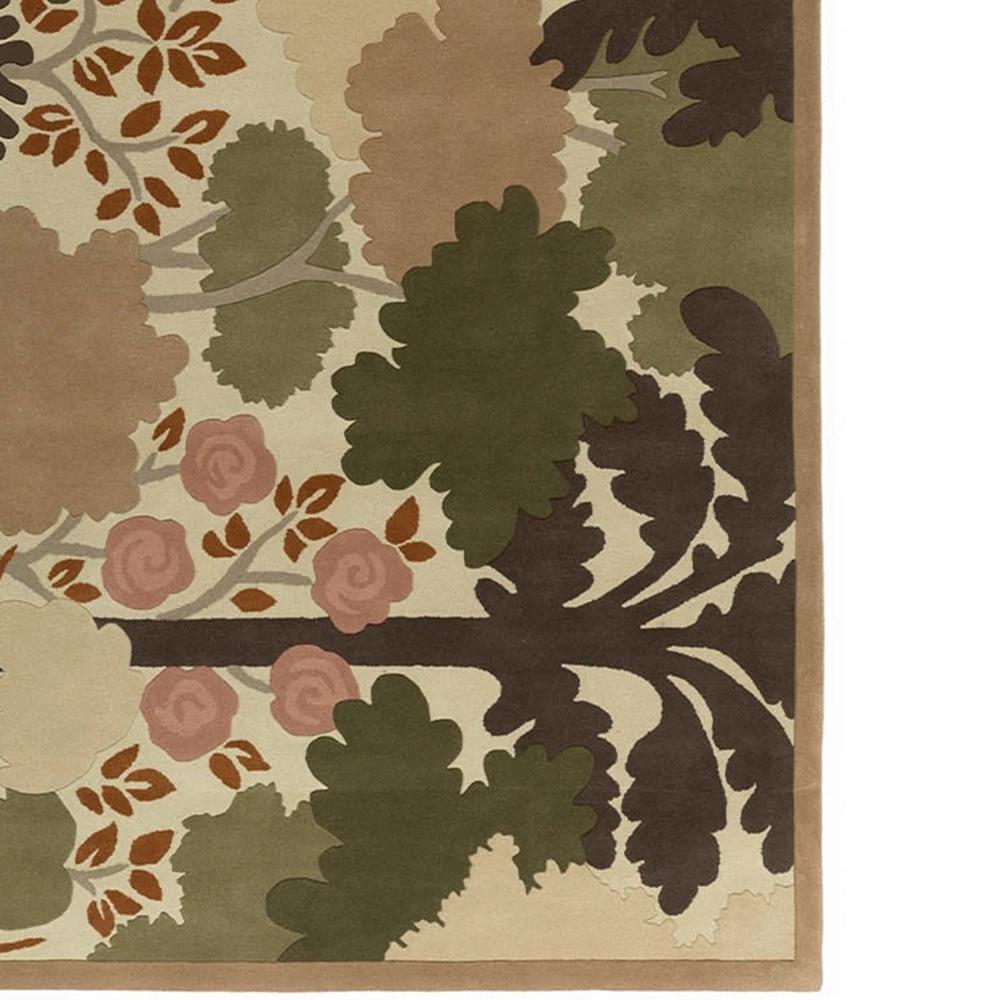Hand Tufted Floral Pattern Wool Area Rug in Earthy Colors for Living Room Decor