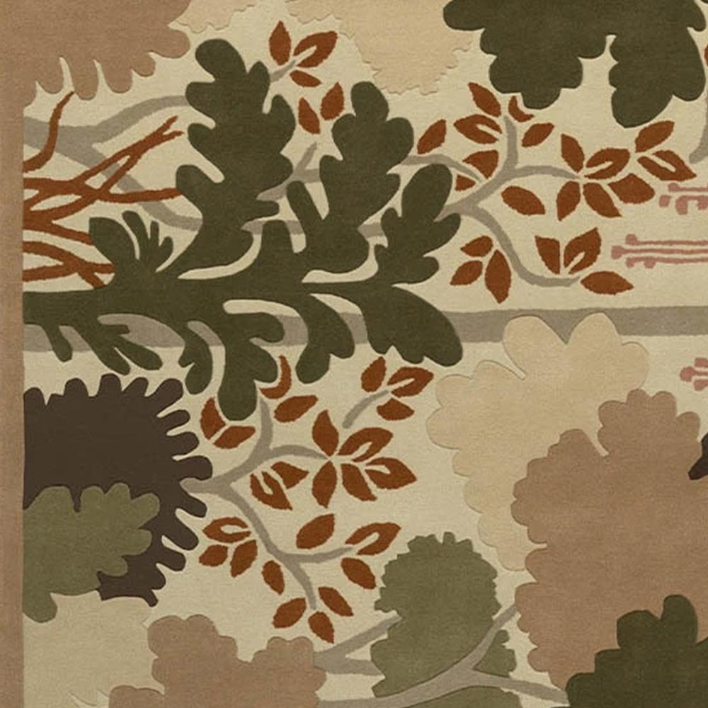 Hand Tufted Floral Pattern Wool Area Rug in Earthy Colors for Living Room Decor