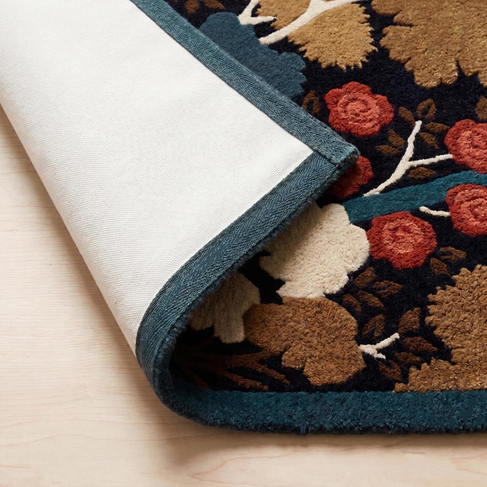 Abstract Floral Wool Rug, Botanical Area Rug, Modern Nature Carpet