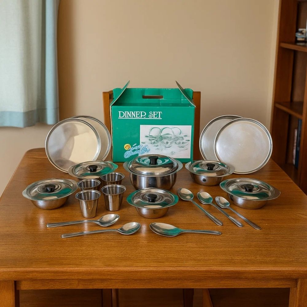 Dinner Set 20 Pc (Salad Model), Premium Food-Grade Dinnerware Set For 4, Dishwasher Safe, Rust & Crack Free, Gift Pack - Features: Classic Tope Model Design
