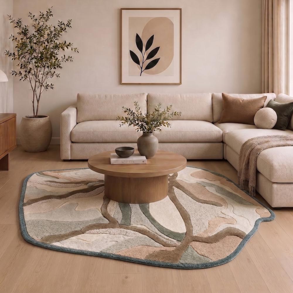 Abstract Tree Wool Rug, Nature Inspired Area Rug