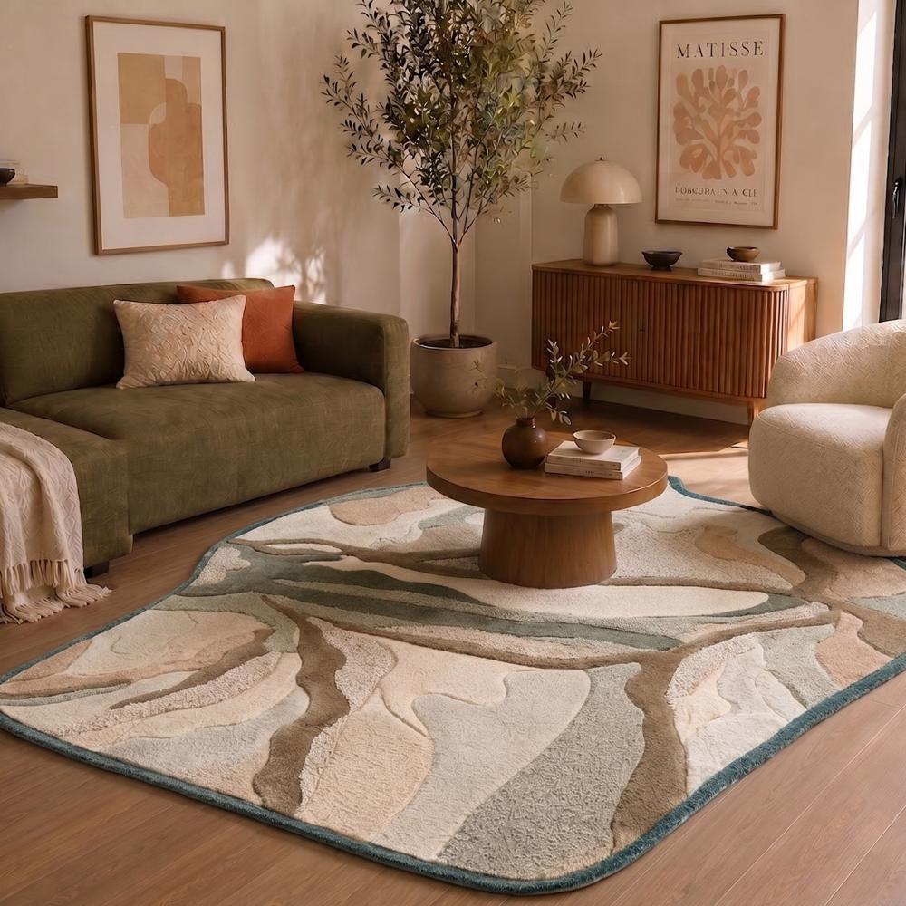 Abstract Tree Wool Rug, Nature Inspired Area Rug