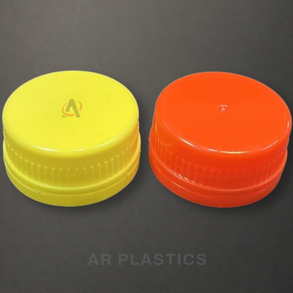 46 Mm 3 Star Cap - Plastic, 46 Mm , Yellow, Red, White Colors | Customizable Screw Cap For Bottles With High Strength And Lightweight Design