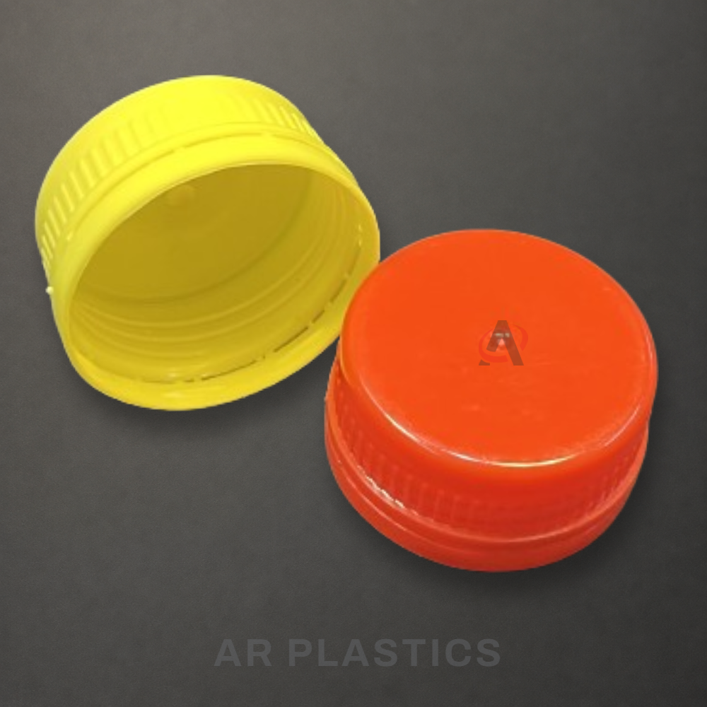 46 Mm 3 Star Cap - Plastic, 46 Mm , Yellow, Red, White Colors | Customizable Screw Cap For Bottles With High Strength And Lightweight Design