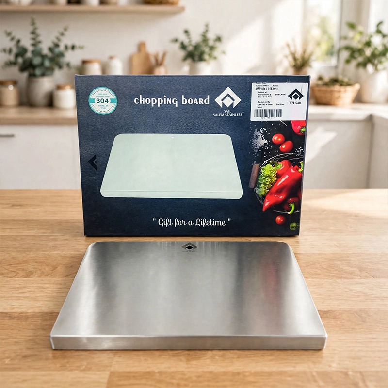 Salem Stainless Steel Chopping Board With Countertothe Ultra Hygienic, Non-Slip, Lifetime Prep Station For Modern Kitchens. - Features: Smooth Round Curved Corners