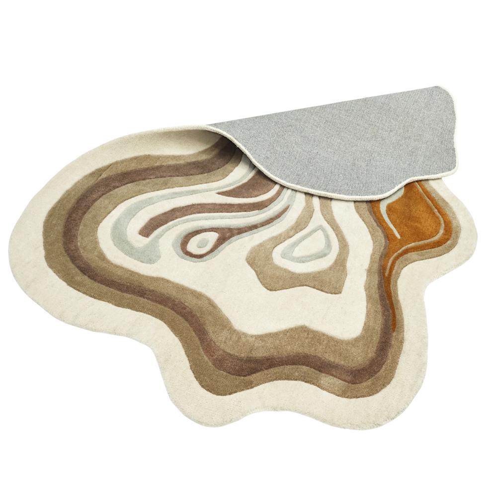 Abstract Organic Wool Rug, Earth Tone Area Rug, Irregular Modern Rug