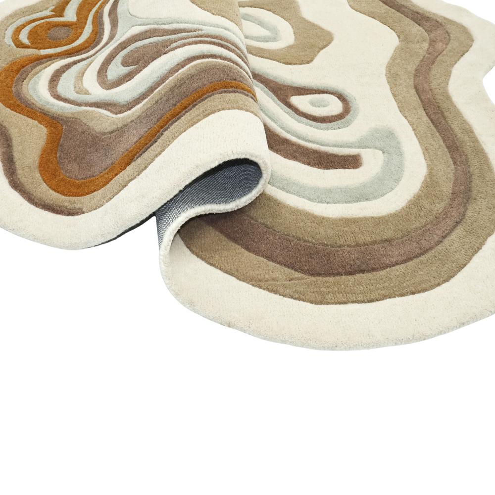 Abstract Organic Wool Rug, Earth Tone Area Rug, Irregular Modern Rug