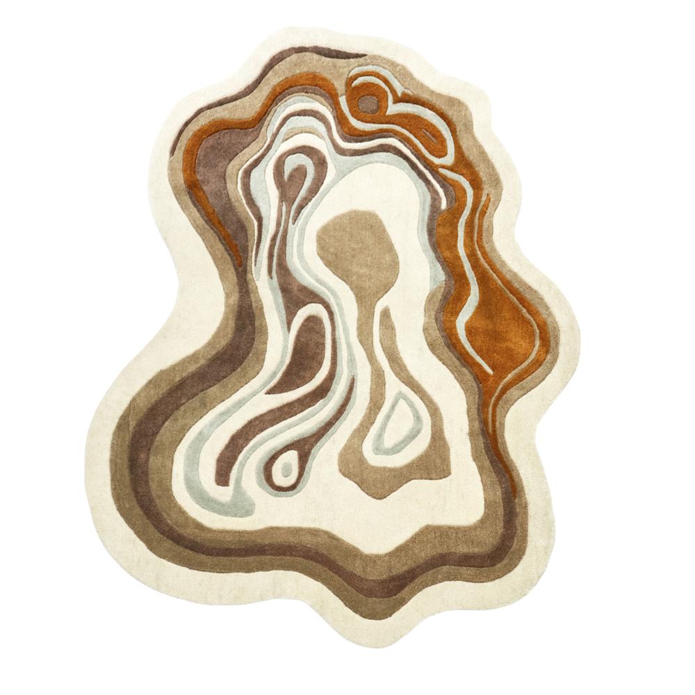 Abstract Organic Wool Rug, Earth Tone Area Rug, Irregular Modern Rug