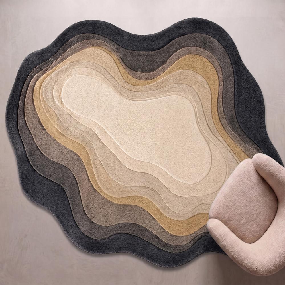 Topographic Contour Neutral Tone Area Rug