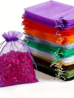 Multicolor Organza Potli Bags With Drawstring - Application: Profesional