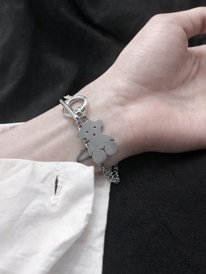 Cute Teddy Charm Bracelet (Silver Finish) - Color: Gold